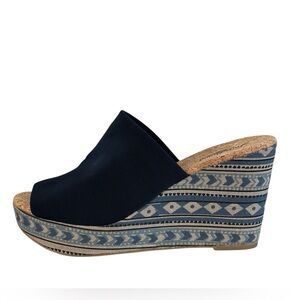 Lucky Brand Blue Marilyn Cork  Wedge Sandal